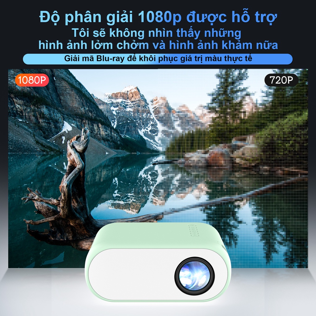 Máy chiếu mini QIAOLET Z1 Android IOS HD hỗ trợ video HD và kết nối với điện thoại, laptop, máy tính
