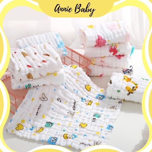 [HÀNG CAO CẤP] Combo 5 Khăn sữa Aden nhăn 6 lớp dày dặn, mềm mại, an toàn với làn da bé - AnnieBaby