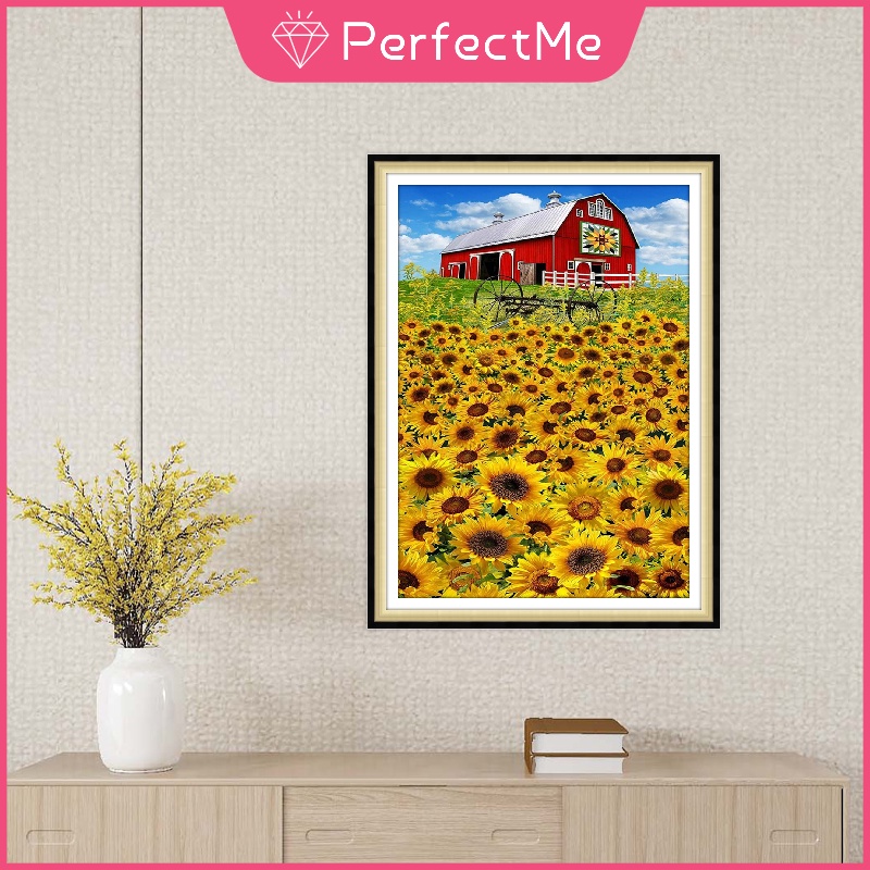 Bộ tranh đính đá 5D họa tiết hoa hướng dương độc đáo kích thước 30x40cm DIY dùng trang trí