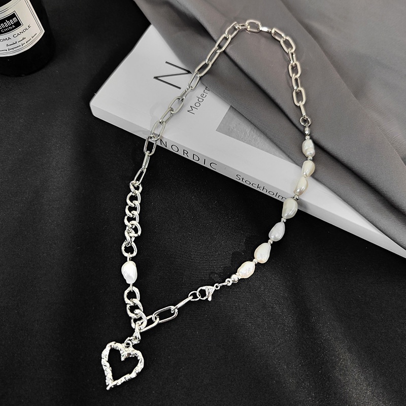 Vòng cổ mặt hình trái tim đính ngọc trai xinh xắn thời trang dành cho nữ