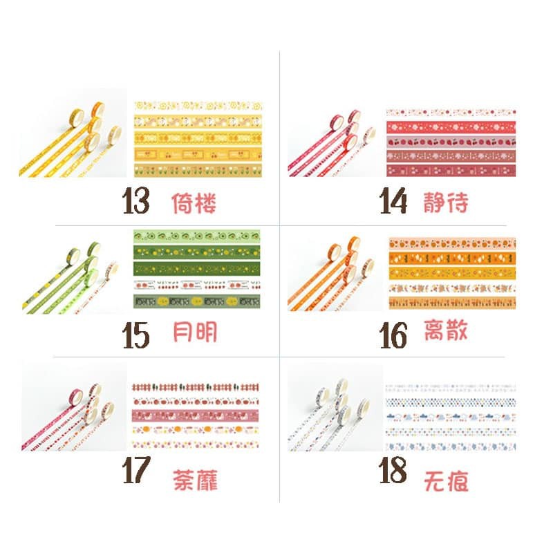 washi tape theo combo 5 cuộn (tùy chọn)- hình ảnh xinh xắn - trang trí sổ siêu xinh