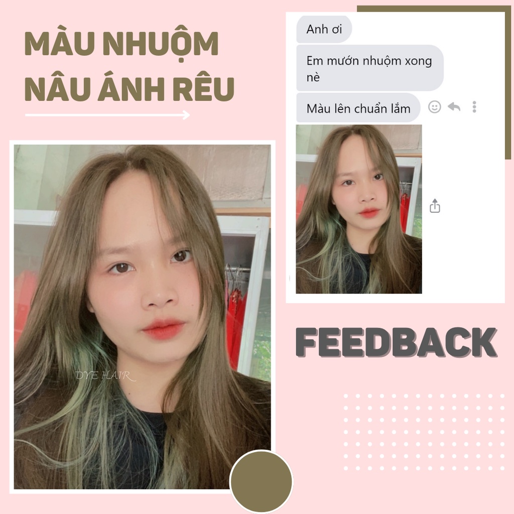Thuốc nhuôm tóc, thuốc nhuộm tóc Nâu MATCHA không tẩy, DYE.HAIR, tặng kèm oxy trợ dưỡng và bao tay