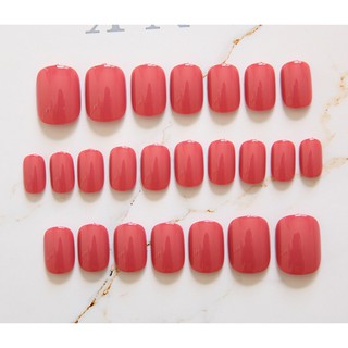 Bộ 24 móng tay giả hồng đỏ (kèm keo)