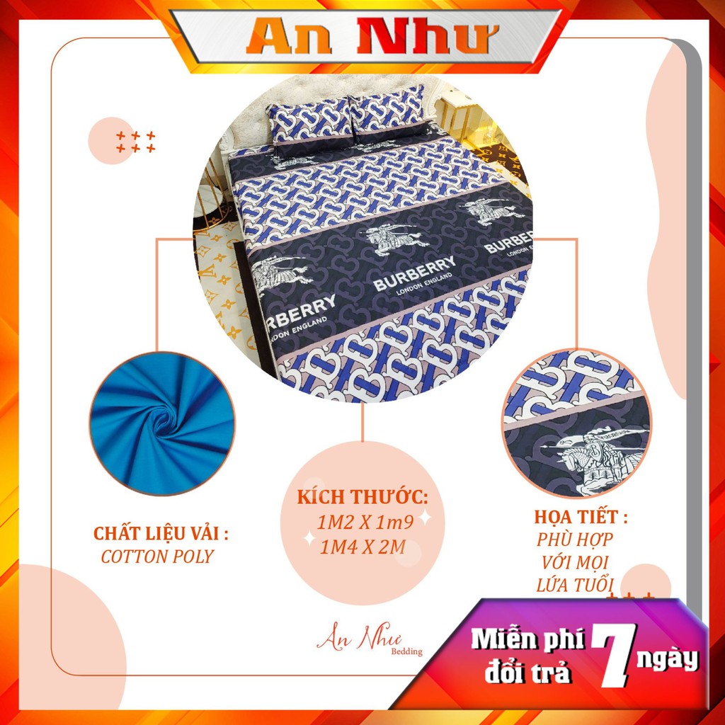 Bộ ga gối m2/m4 drap giường poly, ga trải giường đơn + 2 vỏ gối nằm thương hiệu An Như Bedding