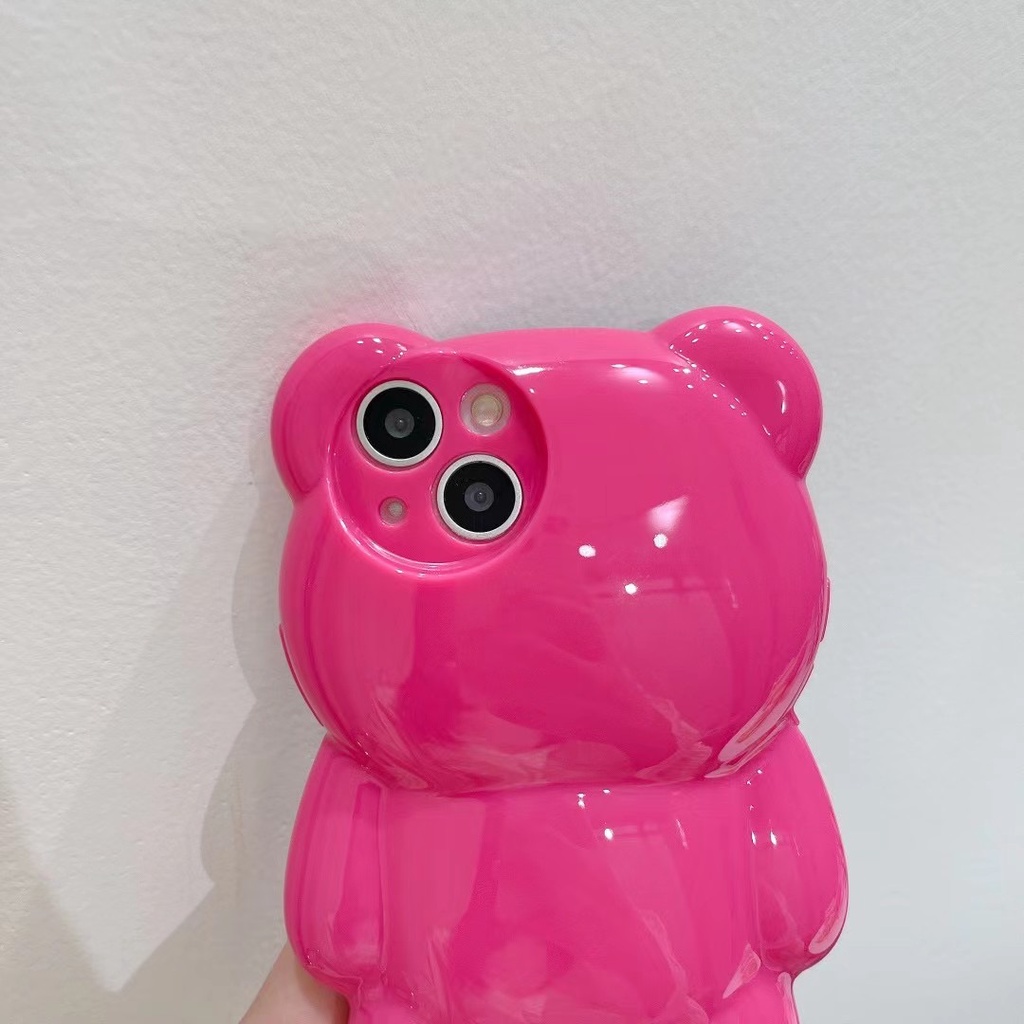 Ốp Điện Thoại Mềm Họa Tiết Hoa Hồng Và Gấu 3D Dễ Thương Cho Iphone 12 pro max 11 pro max xs max xr x 13proamx plus