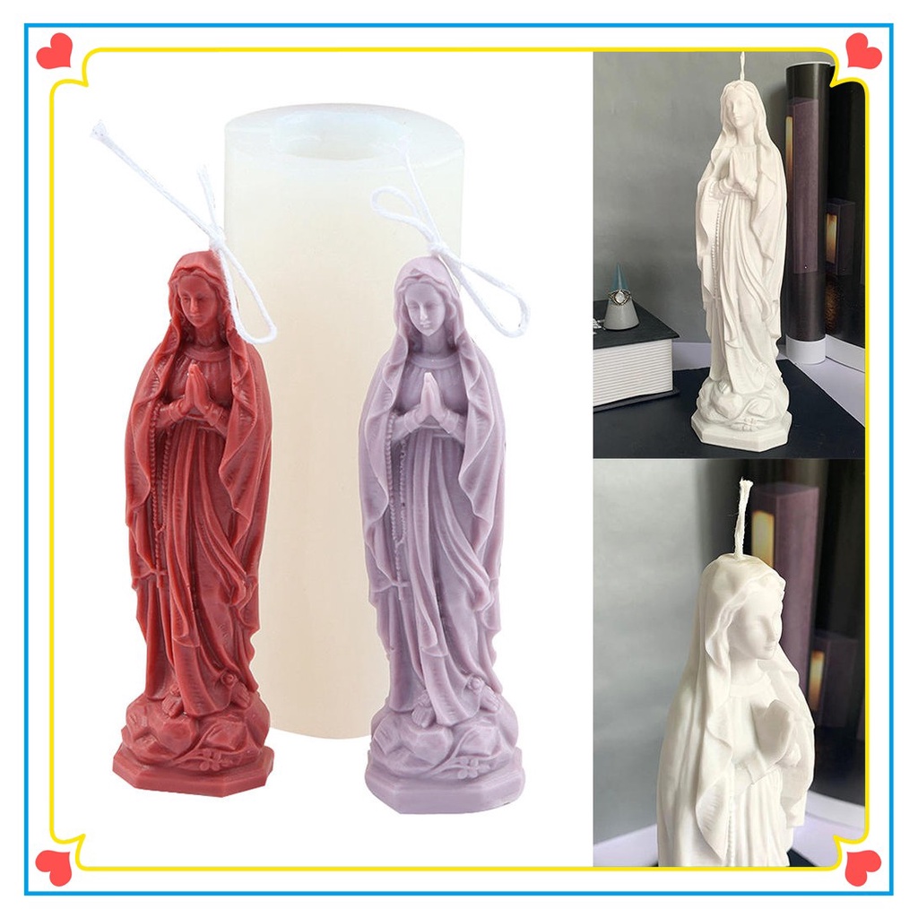 Khuôn Silicone Tạo Hình Làm Sáp Thơm / Nến Hình Đức Mẹ Mary 3D