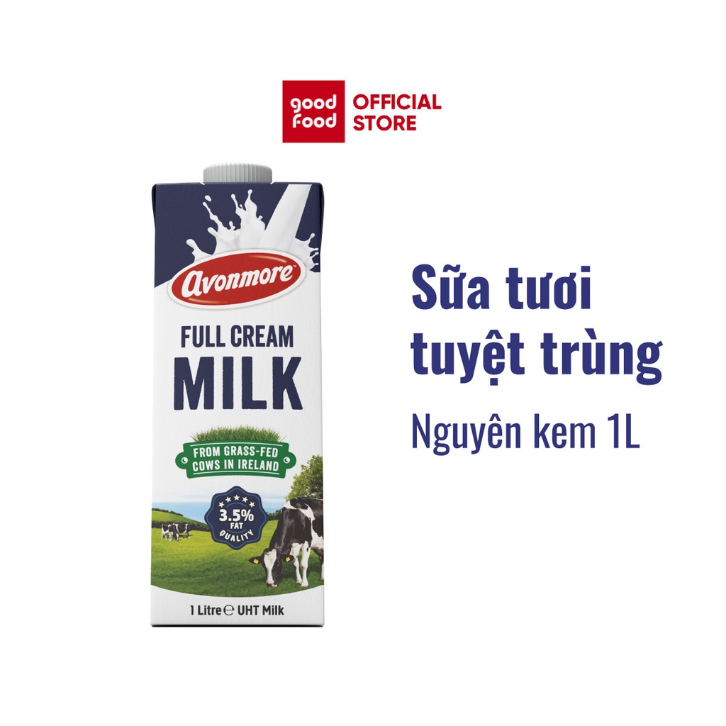 Sữa tươi nguyên chất tiệt trùng (không đường) Avonmore UHT Full Cream Milk 1L/ hộp giàu chất dinh dưỡng tốt cho sức khỏe