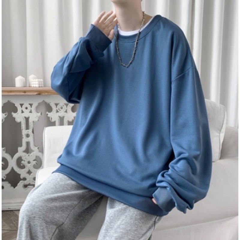 Áo sweater TRƠN nỉ bông unisex màu ĐEN/TRẮNG/XÁM 🖤 Nam nữ unisex 🖤 SWEATER TRƠN form rộng