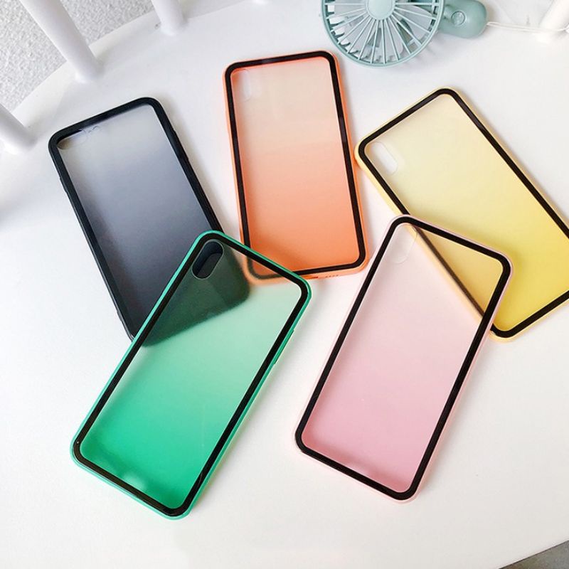 Ốp lưng ombre nhựa giả kính xanh lá iphone Xs max