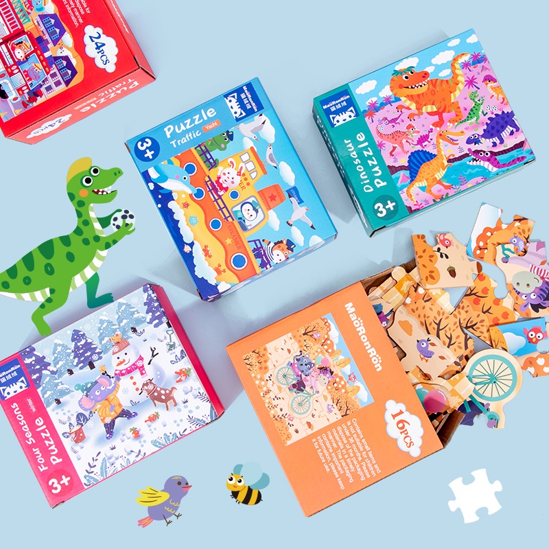 Đồ Chơi Thông Minh - Set 4 Hộp Puzzle Nhiều Cấp Độ - Hộp Quà Tặng Dành Cho Bé Yêu