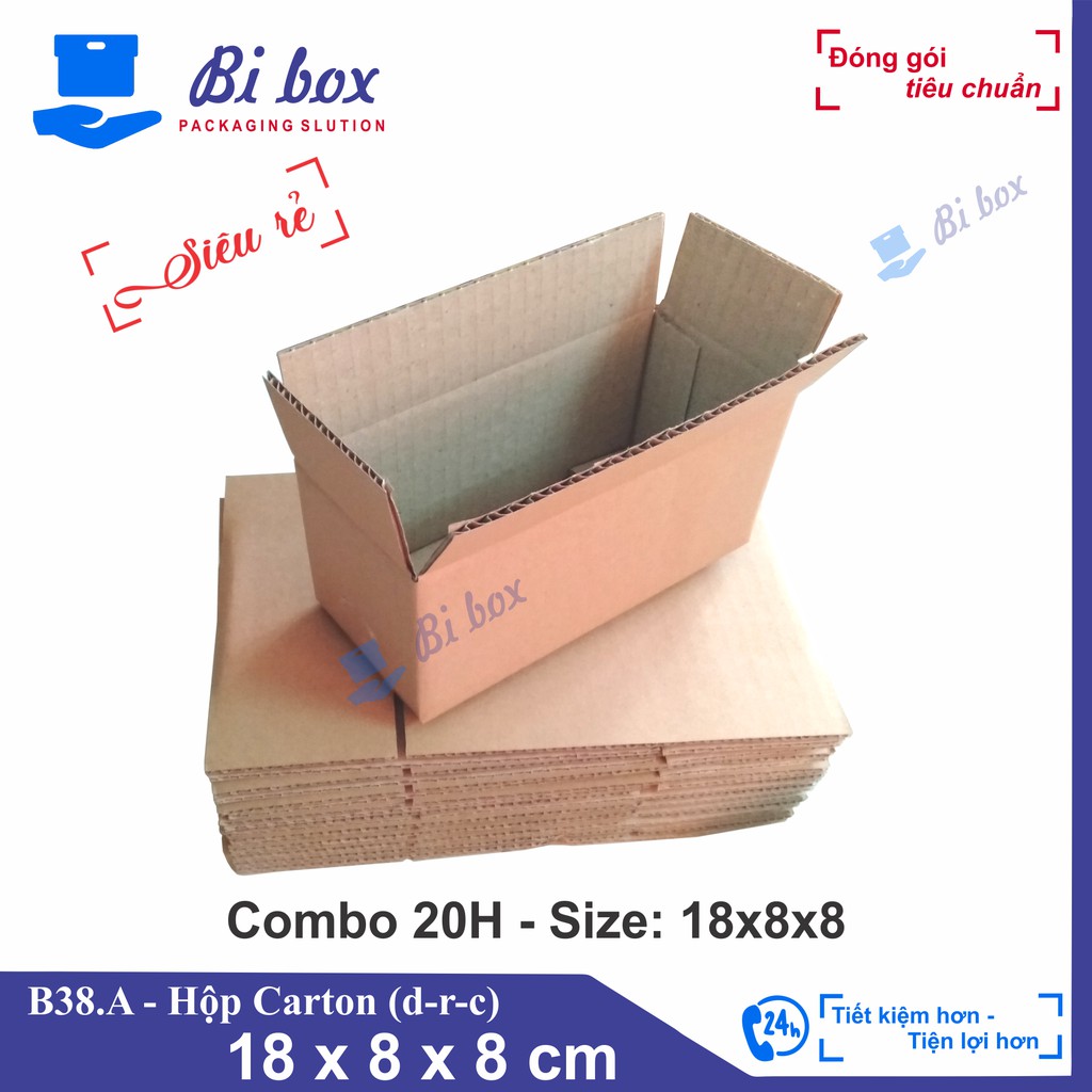 Combo 20 hộp giấy 18x8x8 - thùng hộp carton đóng hàng