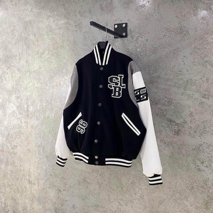 ÁO BOMBER SLB phối màu SIÊU HOT Nam Nữ Unisex Uzzlang Dáng Rộng 2 Lớp