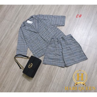Sét vest kẻ +quần đùi siêu hot