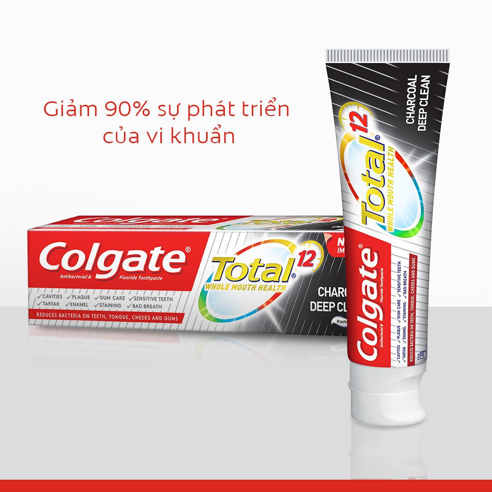 [Mã FMCGMALL - 8% đơn 250K] Bộ 10 Kem đánh răng Colgate Total than hoạt tính bảo vệ toàn diện 35g