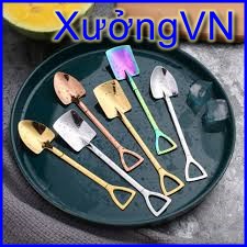 Muỗng thìa hình chiềc xẻng cán dài nhiều màu bằng inox cao cấp