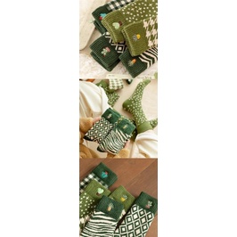 Tất nữ vớ nữ cao cổ mùa đông thêu họa tiết xương rồng xanh siêu dày cao cấp phong cách vintage