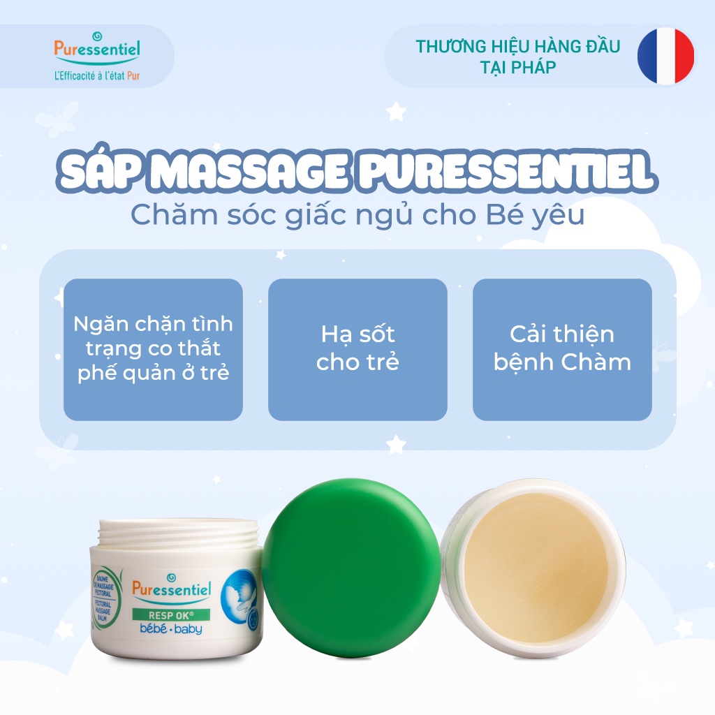 Sáp Massage Ngực Giúp Bé Ngủ Ngon Cho Bé Puressentiel - Resp Ok Pectoral Massage Balm Baby 30 ML