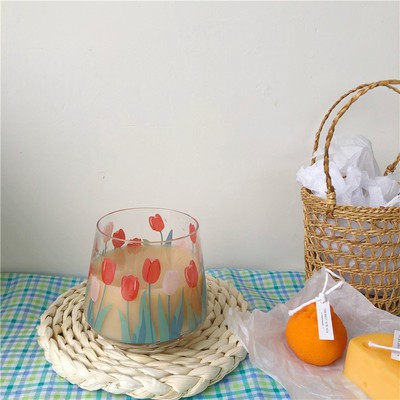 67👗Thẻ Nhớ Sd Chất Lượng Cao👗Đầm Dáng Xòe Xinh Xắn Dành Cho Nữ🍑 Ly Thủy Tinh Uống Sữa / Nước Ép Hình Hoa Tulip Kiểu Vintage Dễ Thương