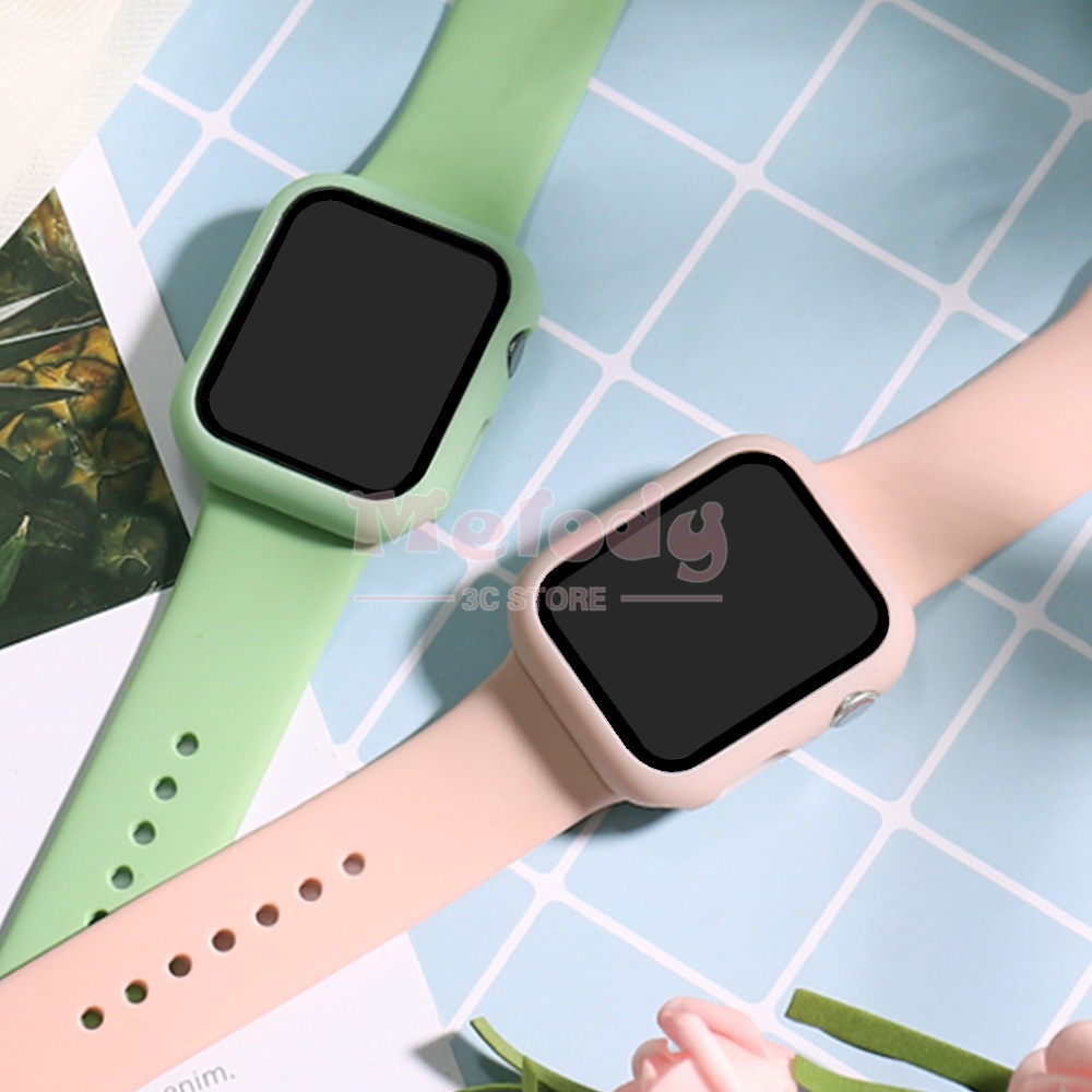 Ốp mặt đồng hồ kèm miếng dán bảo vệ mặt đồng hồ Apple Watch iWatch 6 5 4 3 SE 44mm 40mm 42mm 38mm