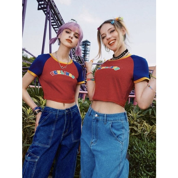 Áo Croptop phối màu