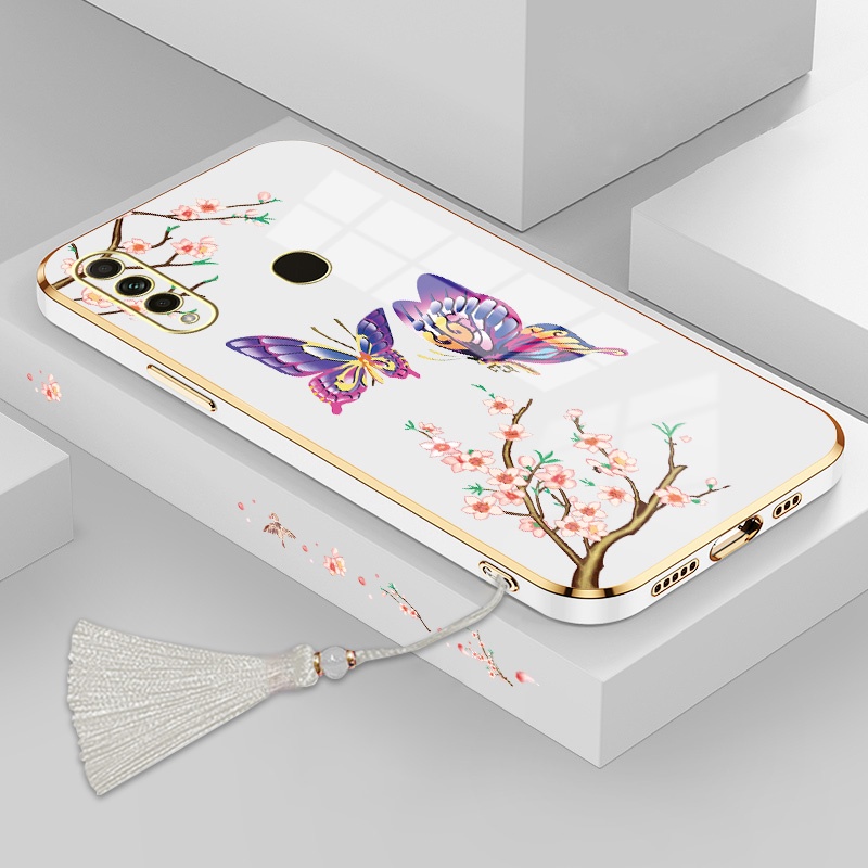 ốp lưng oppo a31 a8 Ốp Điện Thoại Silicon Họa Tiết Bươm Bướm Kèm Dây Đeo Cho oppo a31 a8