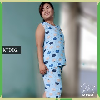 Đồ bộ Big Size Tôn Thái/Lanh ngắn tay  freesize - Maam - KT002