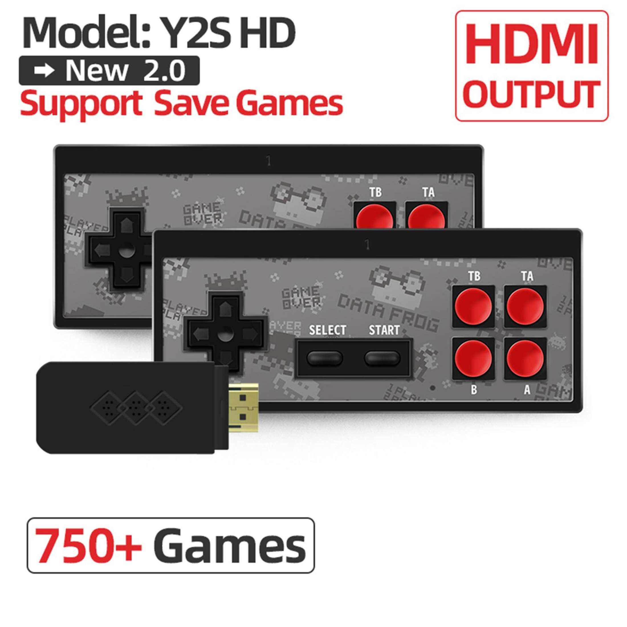 Máy Game Retro Y2S HD 750+ Trò Game Xưa Điện tử Băng Cổ Điển Mini NES/FC Có Save Load Chính Hãng Data Frog Cắm TV Chơi