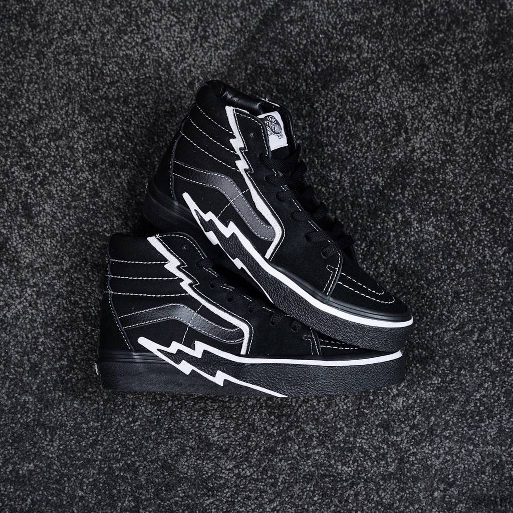 Giày Thể Thao Vans Sk8-Hi Bolt Lightning Màu Đen Phong Cách Cổ Điển Thời Trang Dành Cho Nam Và Nữ-1838