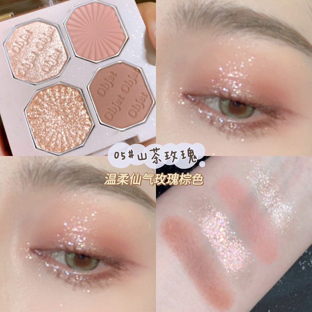 [Trang Sức Đẹp Của Aishang] Mỹ Phẩm Trà Sữa Xoắn Màu Trắng!Bảng Phấn Mắt Bốn Màu Sắc Hiệu Ứng Lì Ánh Ngọc Trai Không Thấm Nước