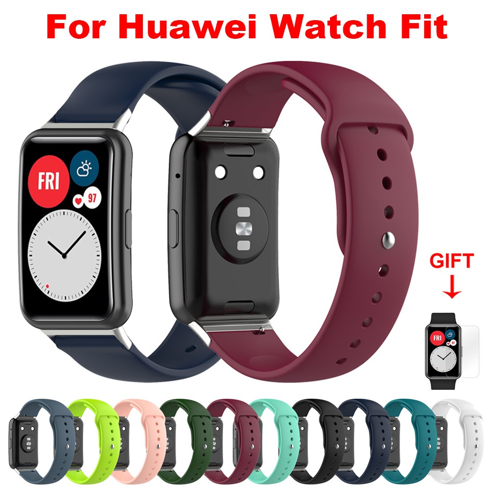 Dây đeo silicon màu trơn đơn giản thay thế cho Huawei Watch Fit