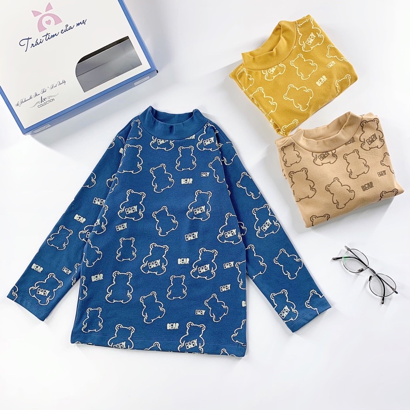 Áo giữ nhiệt cổ cao cho bé 3-8 tuổi chất cotton nỉ mềm ấm hàng có sẵn kèm ảnh và video