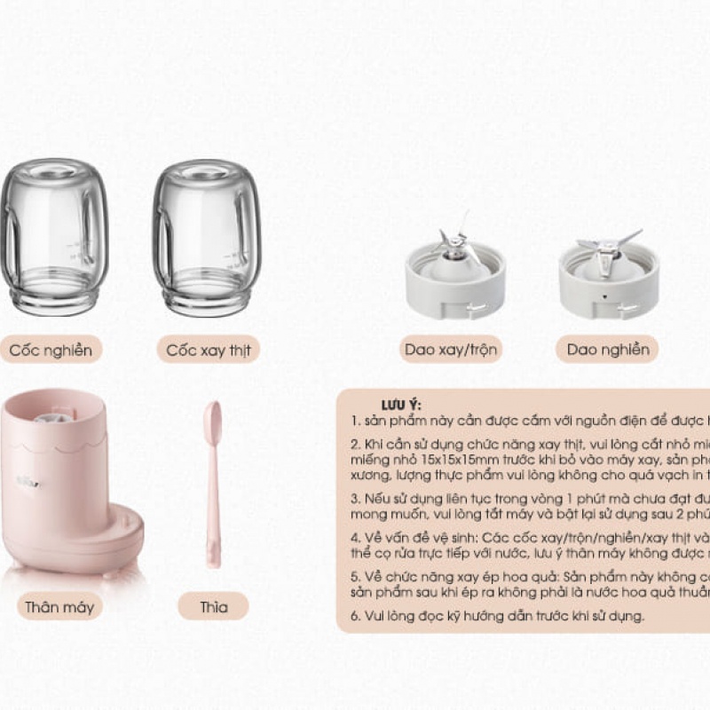 MÁY XAY 3 CỐI BEAR LLJ-C04J1 CAO CẤP CHẾ BIẾN ĐỒ ĂN DẶM CHO BÉ - BẢO HÀNH CHÍNH HÃNG