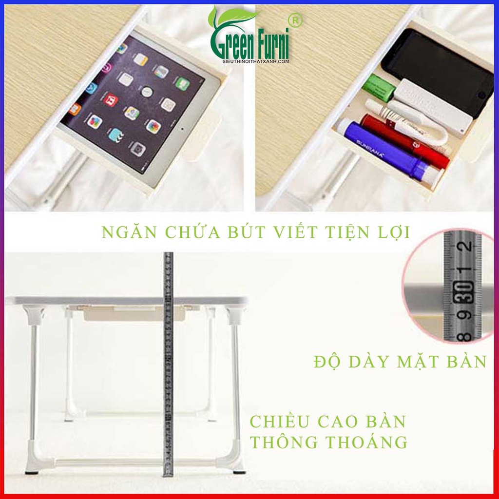 Bàn học gấp gọn thông minh Green Furni chân thép xếp gọn, bàn làm việc bàn học sinh chắc chắn hiện đại