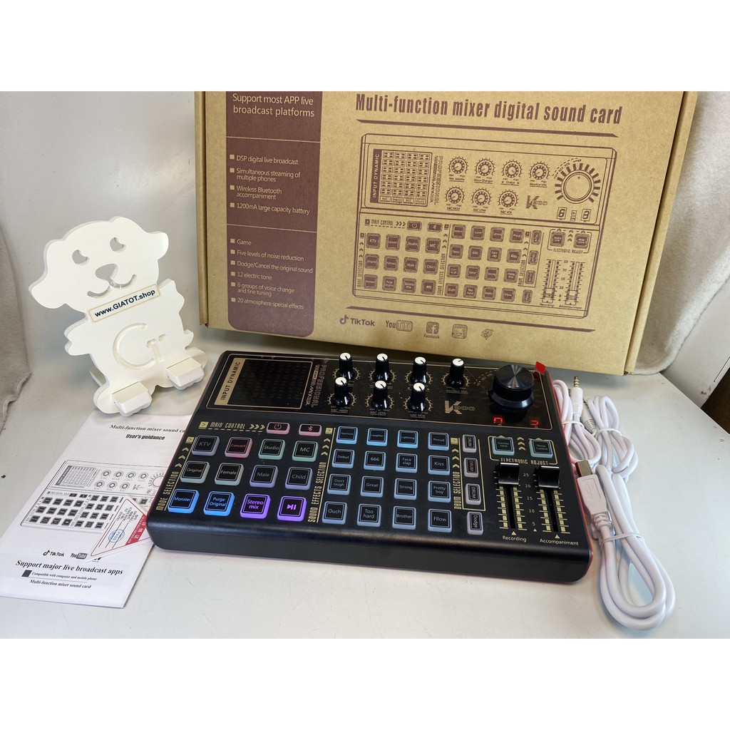 Sound Card K300 Phiên Bản Mới Nhất,Hỗ Trợ Livestream Bigo, Facebook,Tích Hợp Autotune , Hiệu Ứng Giả Giọng