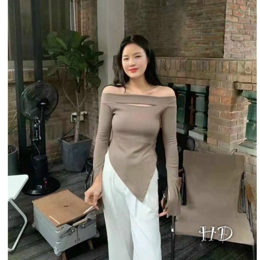 Áo trễ vai khoét ngực vạt chéo phá cách