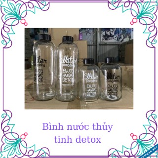 Bình Nước Thủy Tinh Detox Đẹp Water Pongdang Trong Suốt 600ml