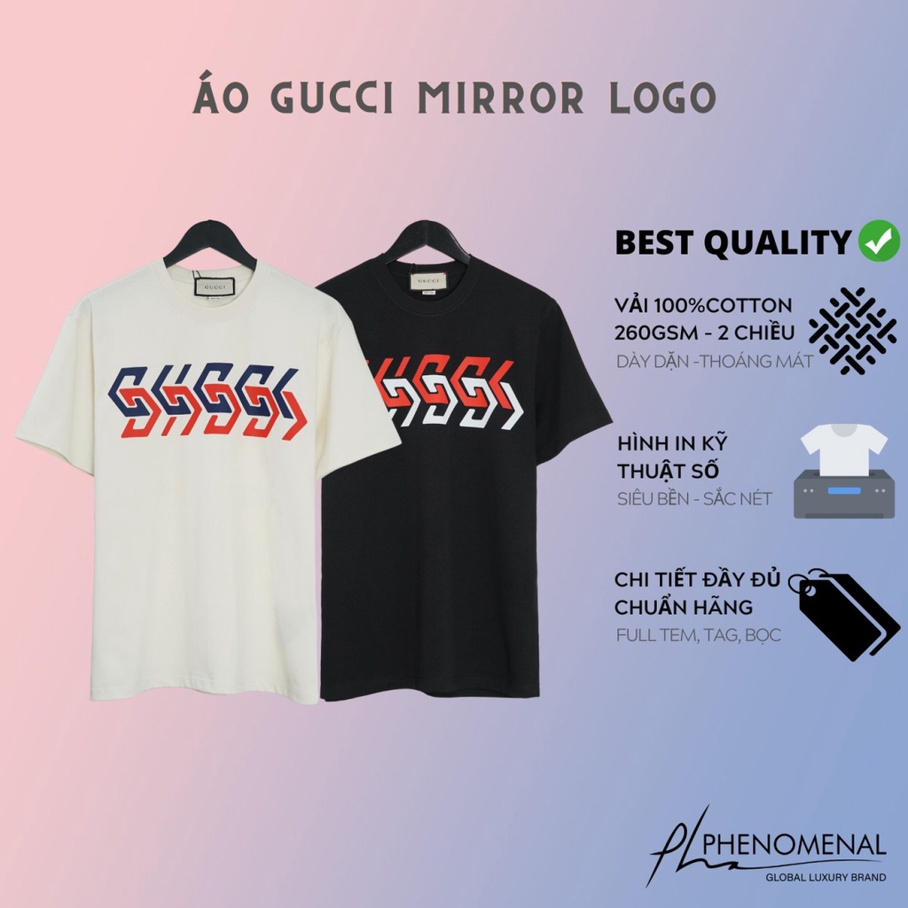 Áo thun Gucci Mirror , Áo Thun GC Nam Nữ UNISEX - Vải Cotton Cao Cấp