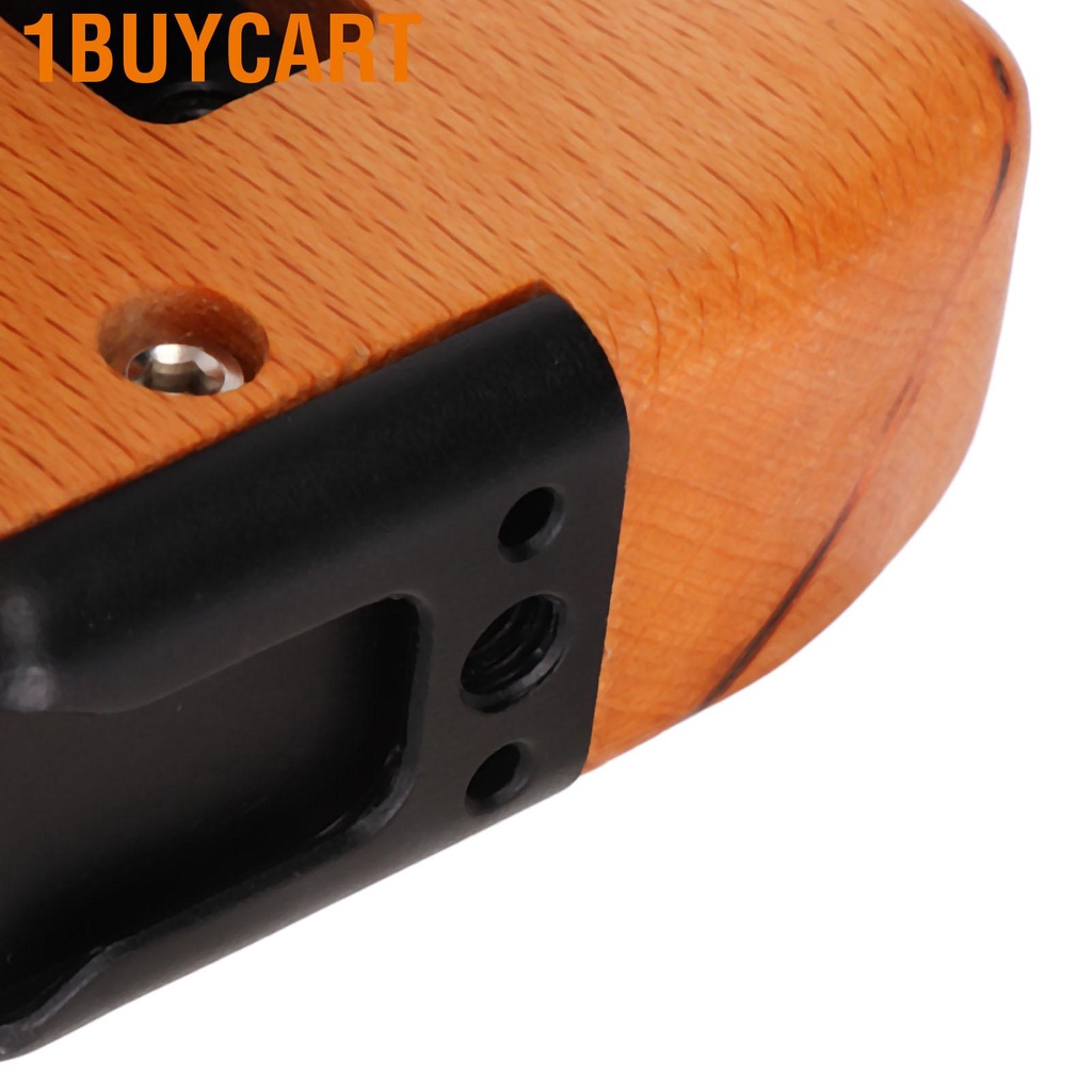 1buycart Wooden Side Handle Grip Adjustable with 1/4in Thread Holes Cold Shoe Mount for Camera DV Video Cage