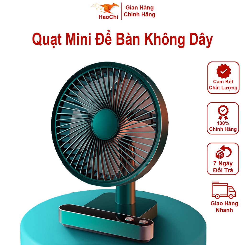 Quạt Mini Tích Điện Để Bàn Nhỏ Gọn Tiện Dụng Sạc USB Haochi