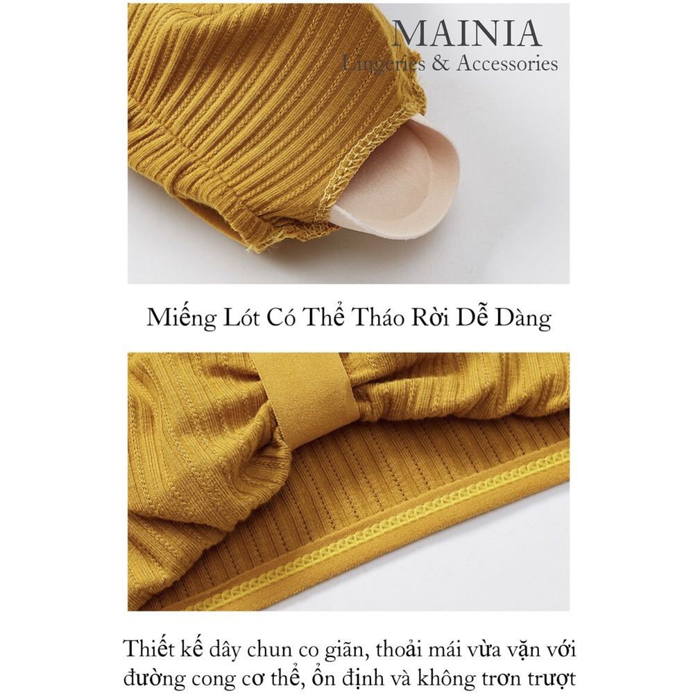Áo Bra Gân Tăm Thắt Nơ Không Gọng Nâng Ngực Siêu Xinh Áo Lót Bra Cotton Học Sinh Sinh Viên Rẻ Đẹp Loại 1 Mainia Shop