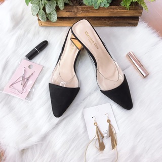 Sục mũi nhọn thông trong gót mạ vàng 5cm dang chảnh