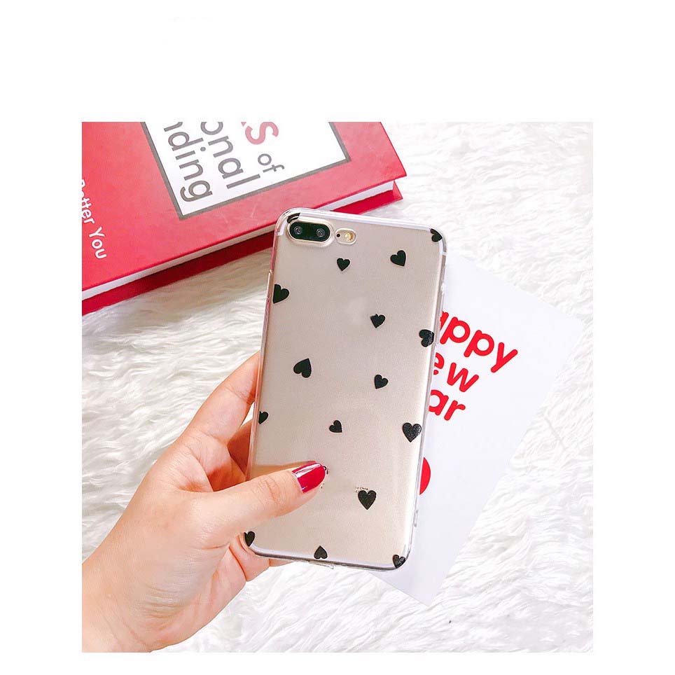 Ốp lưng iphone silicon dẻo trong suốt trái tim nhỏ dành cho IPhone 6 đến 13promax - t47