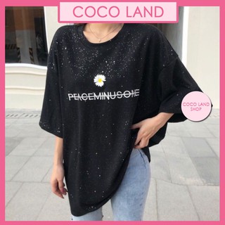 Áo thun tay lỡ 💥 form rộng 💥 có up hình thật ở cuối - Áo thun dáng rộng nhũ thêu PEACEMINUSONE unisex dưới 78kg