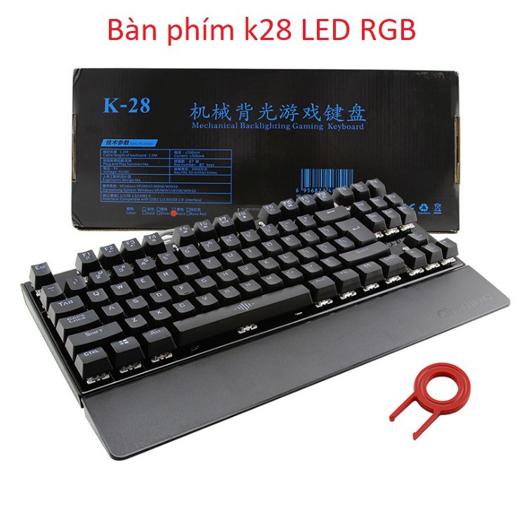 [Mã 44DIENTU80K giảm 6% đơn 400K] Bàn Phím Cơ Game Thủ K28 87 phím + Tặng đế kê tay nhựa