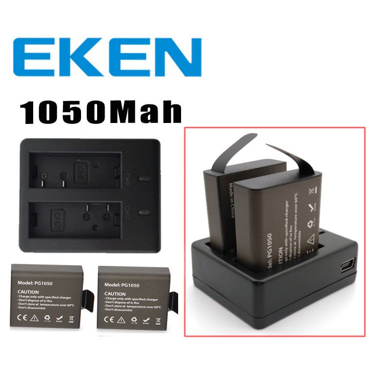 BỘ SẠC, PIN EKEN chính hãng cho H9r PG1050 1050mah sjcam SJ4000 Andoer 4k Q3H H9 SJ5000 M10 Firefly 7s H8r (có bán lẻ)