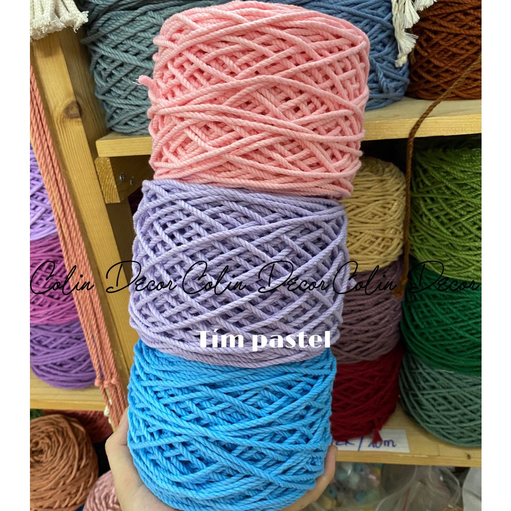 1kg  dây thừng cotton macrame màu size 3mm/4mm/5mm