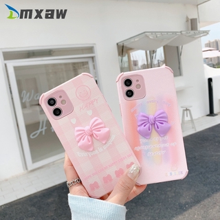 ốp điện thoại Tpu Mềm Màu Hồng Tím Phối Nơ Dễ Thương Cho Vivo Y20I Y20S Y20 Y12S Y11S Y17 Y15 Y13 Y12 Y11 Y50 Y30 Iqoo U1 Y9S S1 V15 Pro 2020