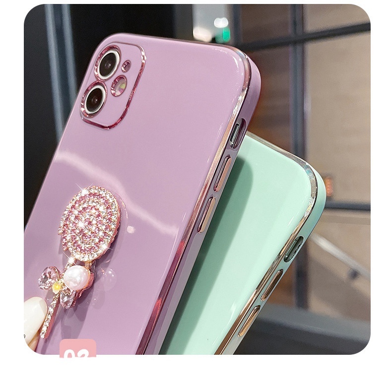 Ốp Điện Thoại Góc Vuông Đính Đá Lấp Lánh Dễ Thương Cho Realme C35 C31 C21y C25y C21 C20 C15 C12 C11 2021