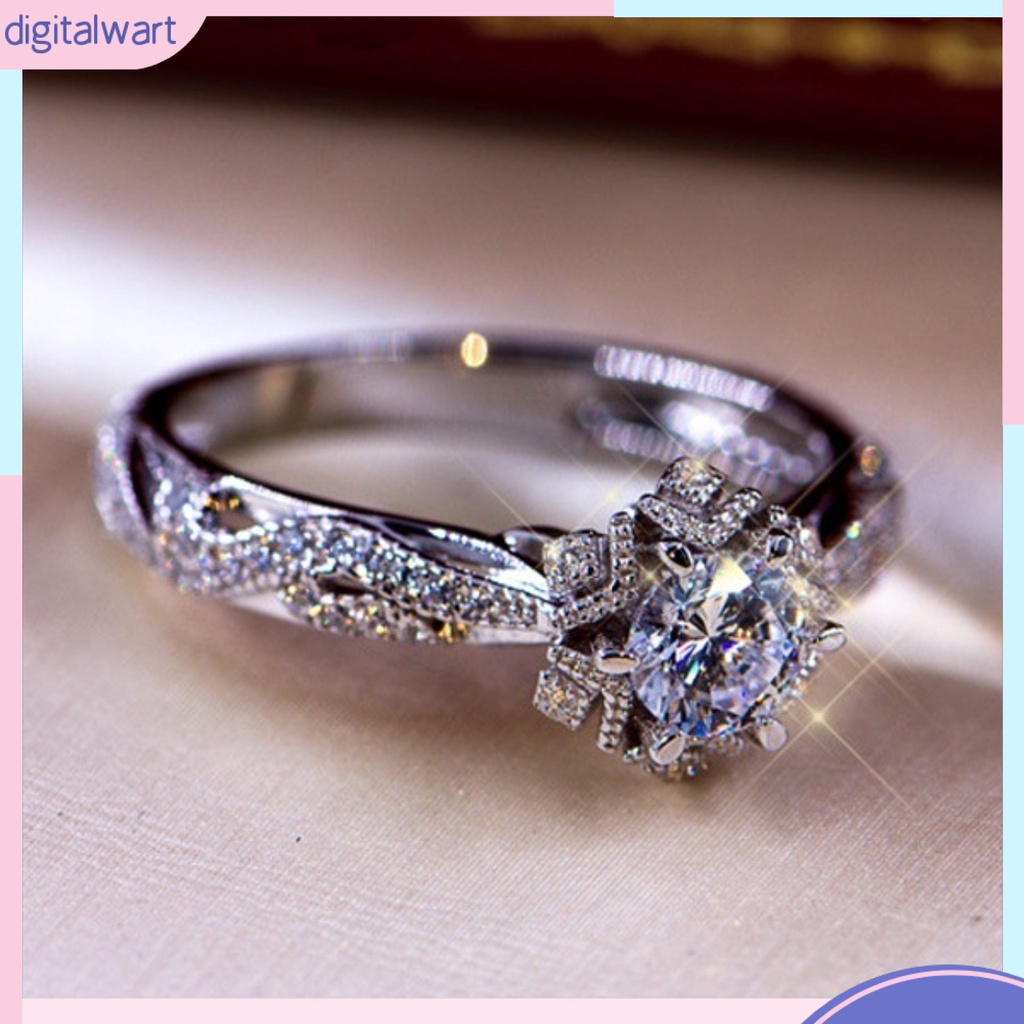 Nhẫn Hợp Kim Hình Hoa Đính Đá Xinh Xắn Cho Nữ