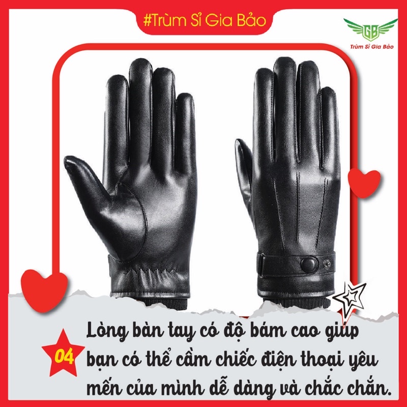 Găng tay da nam nữ giữ ấm mùa đông , bao gang lót nỉ đi xe máy chống nước , chống lạnh bảo hành 12 tháng